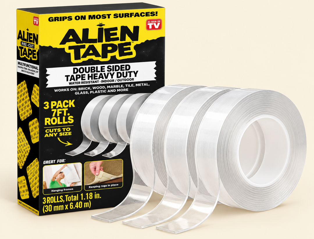 Alien Tape heavy-duty double-sided adhesive tape 3-pack with transparent, water-resistant mounting tape for boating, household repairs, and maintenance | Drops in the Ocean