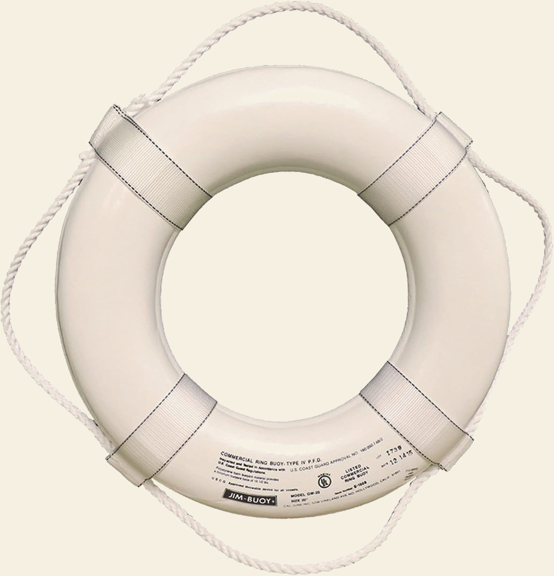 Jim-Buoy White Marine Life Ring with Rope | Drops in the Ocean
