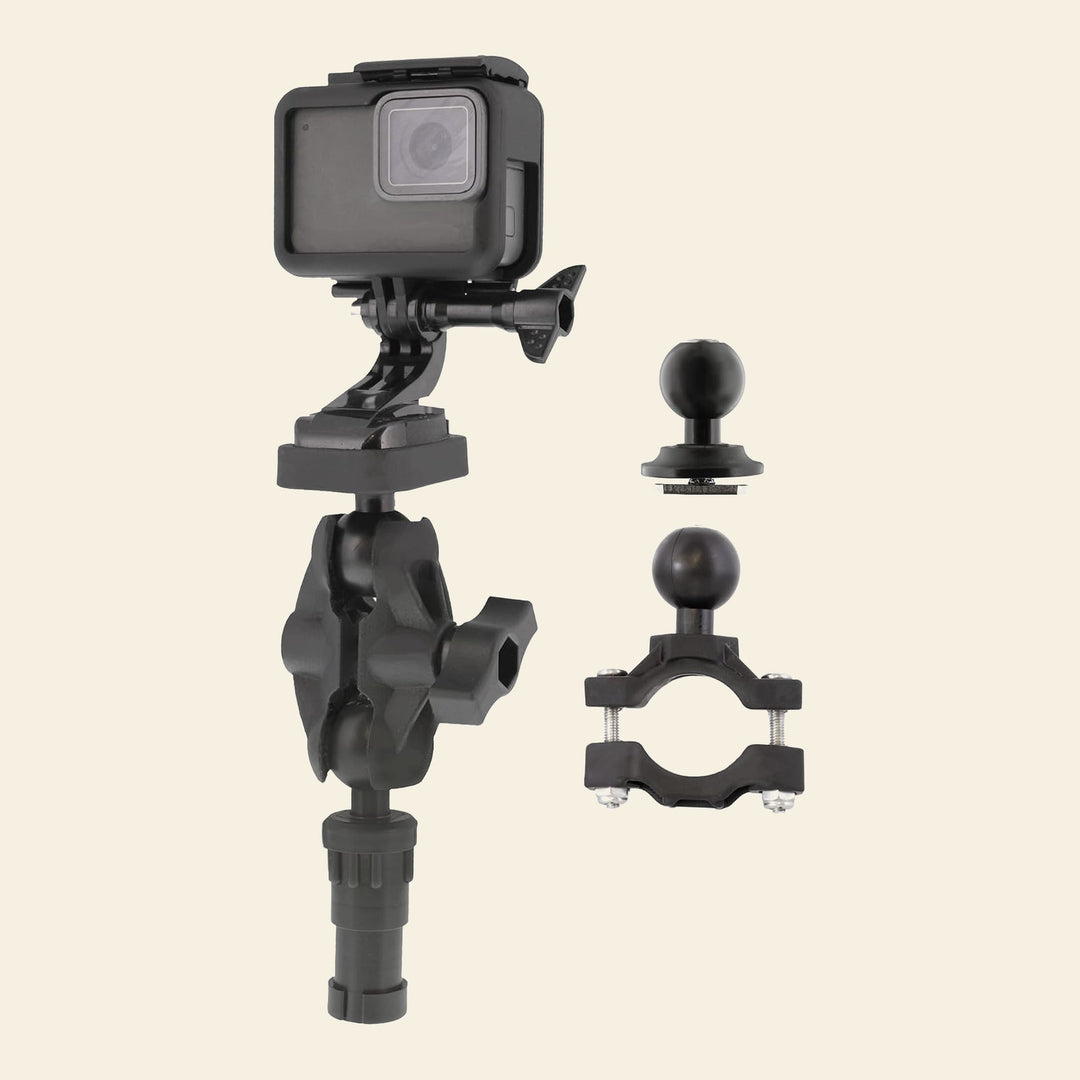 Scotty 0134 Action Camera Mount 2.0 with adjustable arm, post, track and rail mounting accessories for filming aboard our Ranger Tugs R25 | Drops in the Ocean