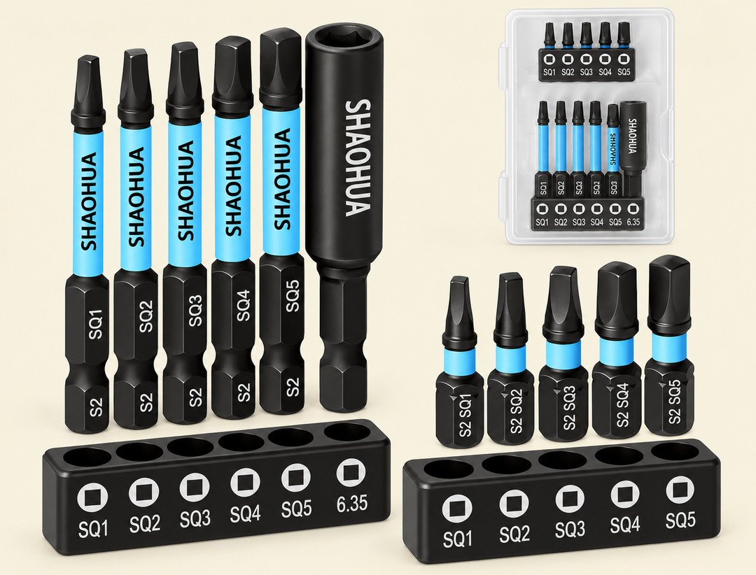 square drive screwdriver bit set with SQ1 through SQ5 bits, magnetic bit holder, and storage case for boat maintenance and repairs | Drops in the Ocean